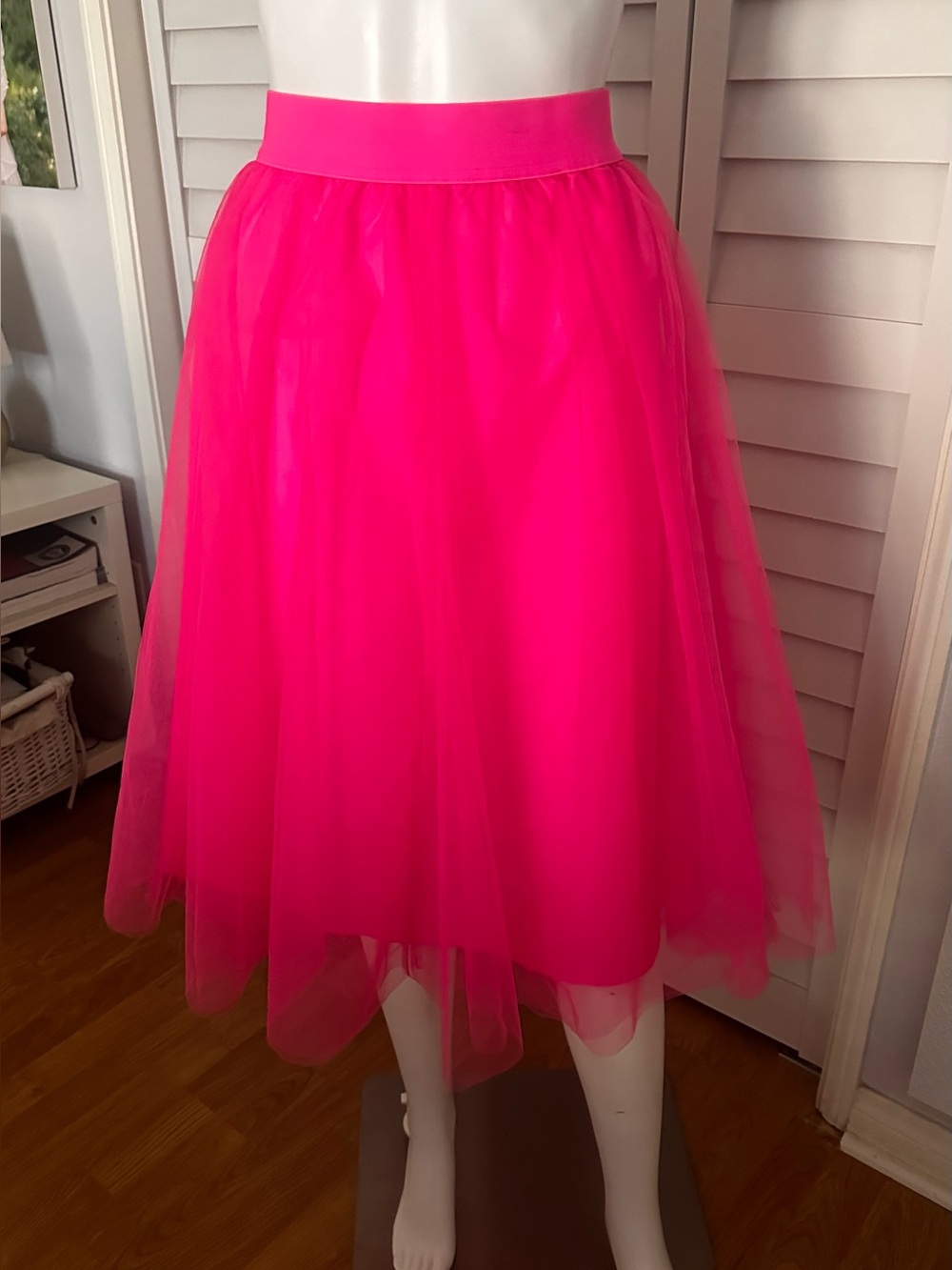 a new day Hot Pink Midi Skirt with Tulle Overlay